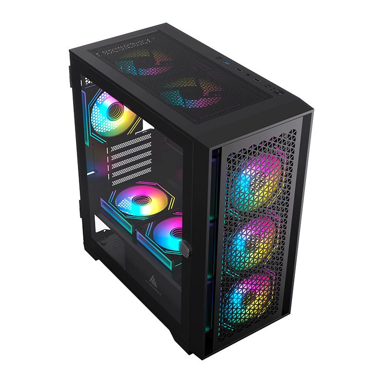 Gabinete Gamer Acegeek Iliad Mini, Mid-Tower, Lateral de Vidro, Preto, AG-ILIAD-MINI-BK