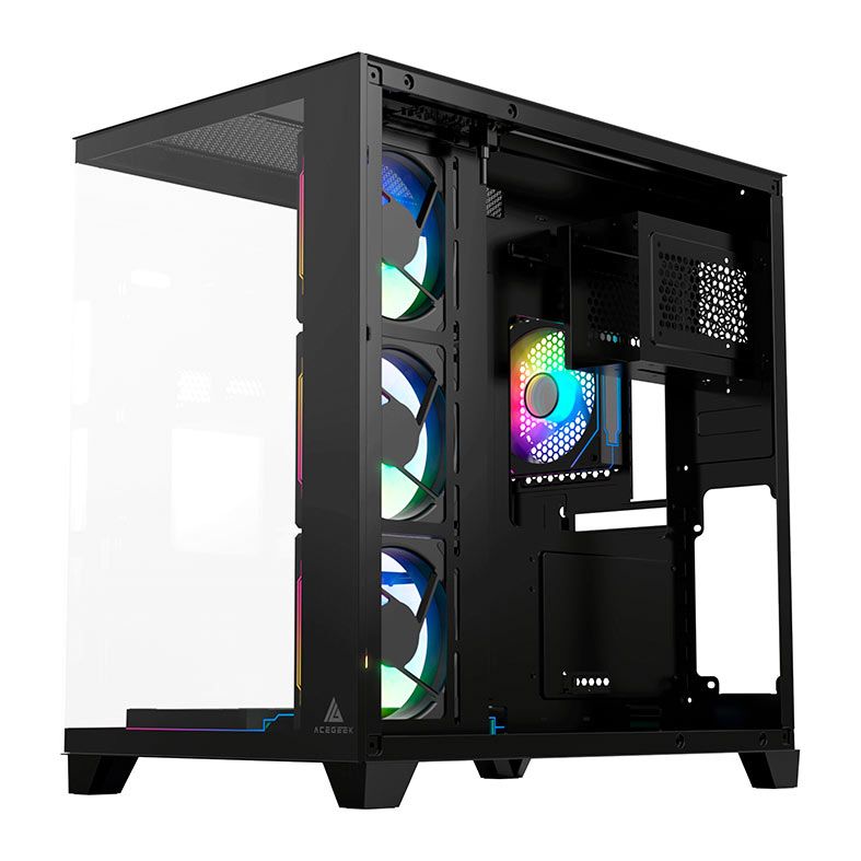 Gabinete Gamer Acegeek Mercury R425, Mid-Tower, Lateral de Vidro, Preto, AG-MERCURY-R425-BK