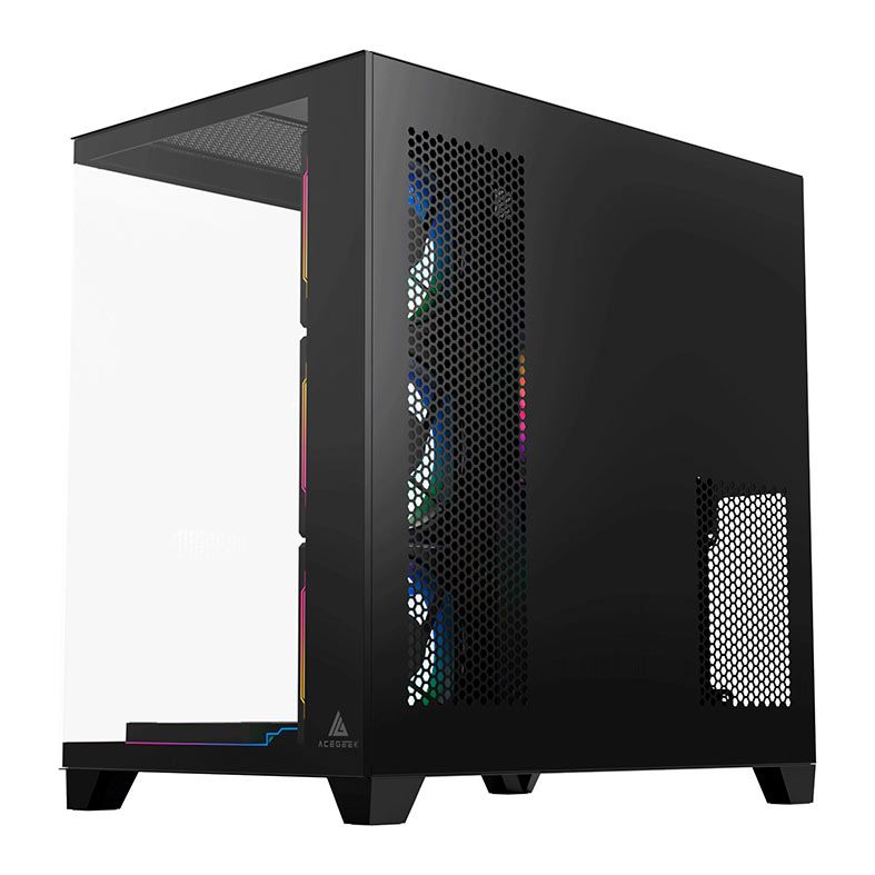 Gabinete Gamer Acegeek Mercury R425, Mid-Tower, Lateral de Vidro, Preto, AG-MERCURY-R425-BK
