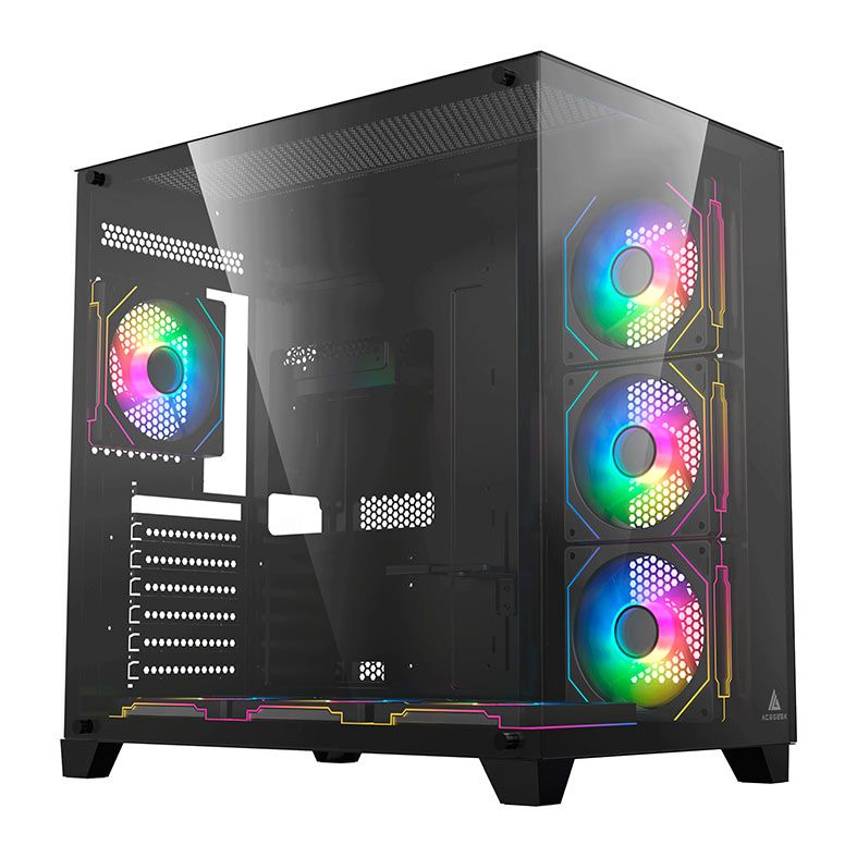 Gabinete Gamer Acegeek Mercury R425, Mid-Tower, Lateral de Vidro, Preto, AG-MERCURY-R425-BK