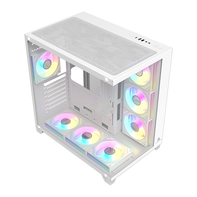 Gabinete Gamer Acegeek Mercury R425 Pro, ARGB, Mid-Tower, Lateral de Vidro, Com 7 Fans, Branco, AG-MERCURY-R425-PRO-WH