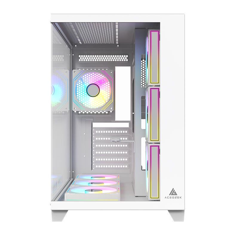 Gabinete Gamer Acegeek Mercury R425 Pro, ARGB, Mid-Tower, Lateral de Vidro, Com 7 Fans, Branco, AG-MERCURY-R425-PRO-WH