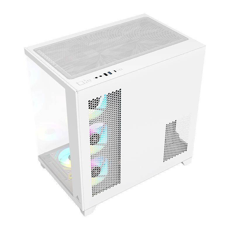 Gabinete Gamer Acegeek Mercury R425 Pro, ARGB, Mid-Tower, Lateral de Vidro, Com 7 Fans, Branco, AG-MERCURY-R425-PRO-WH