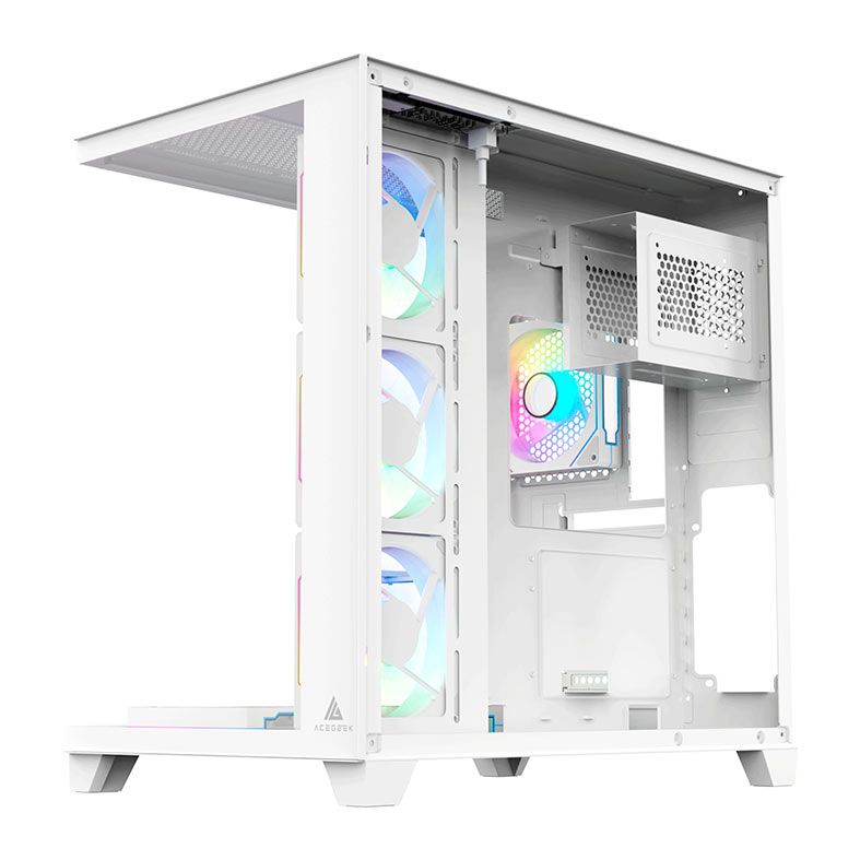 Gabinete Gamer Acegeek Mercury R425, Mid-Tower, Lateral de Vidro, Branco, AG-MERCURY-R425-WH