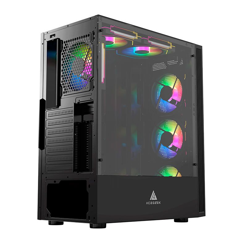 Gabinete Gamer Acegeek Morality L435, Mid-Tower, Lateral de Vidro, Preto, AG-MORALITY-L435-BK