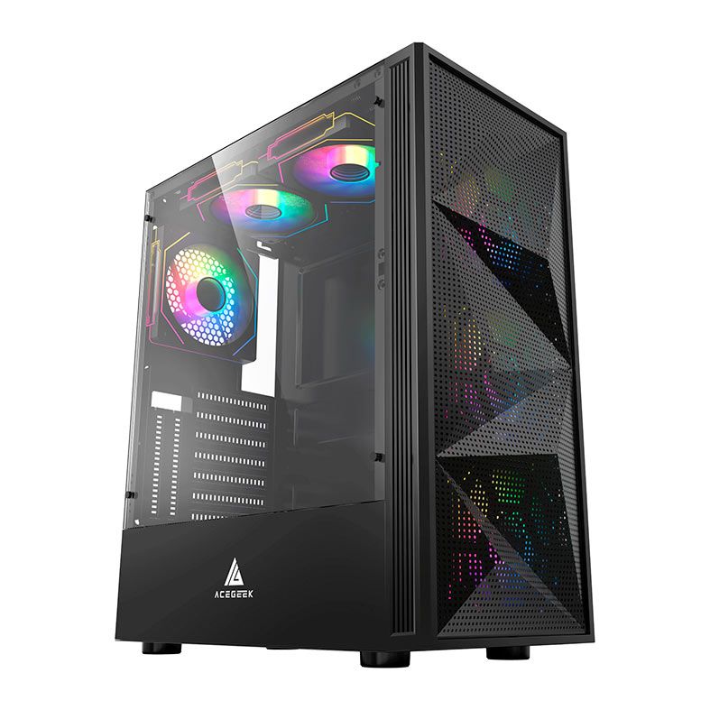 Gabinete Gamer Acegeek Morality L435, Mid-Tower, Lateral de Vidro, Preto, AG-MORALITY-L435-BK