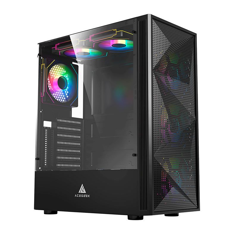 Gabinete Gamer Acegeek Morality L435, Mid-Tower, Lateral de Vidro, Preto, AG-MORALITY-L435-BK