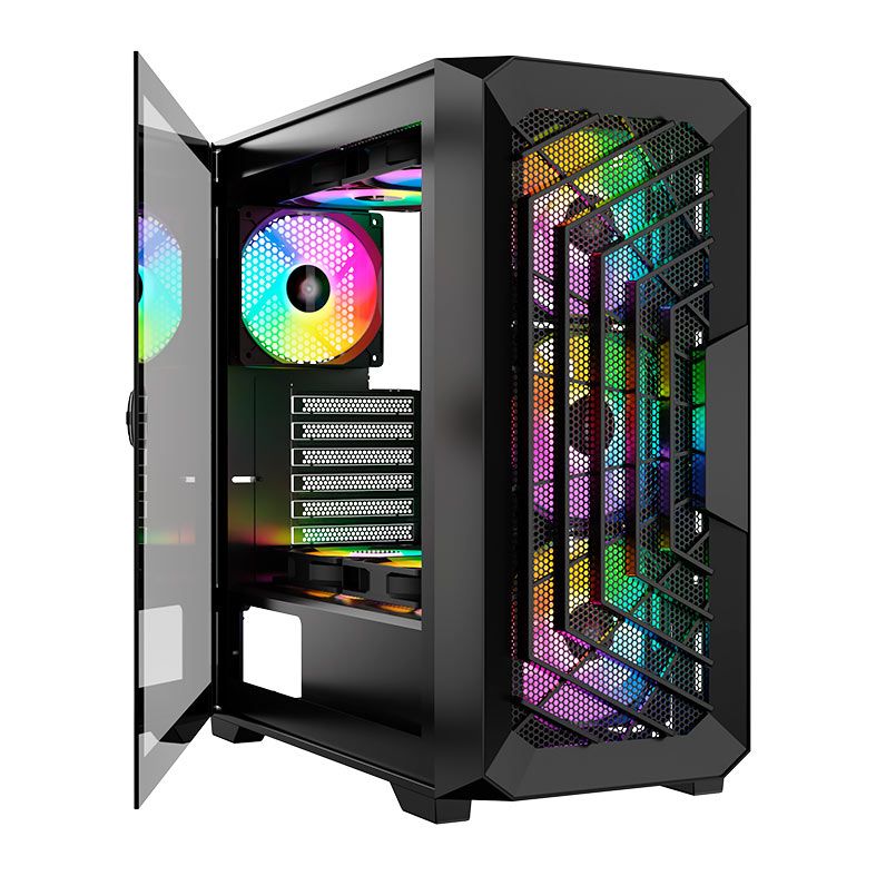 Gabinete Gamer Acegeek Navigator A410 Mesh, Mid-Tower, Lateral de Vidro, Preto, AG-NAVIGATOR-A410-BK