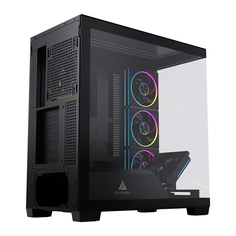 Gabinete Gamer Acegeek Nebula, Mid-Tower, Lateral de Vidro, Preto, AG-NEBULA-BK