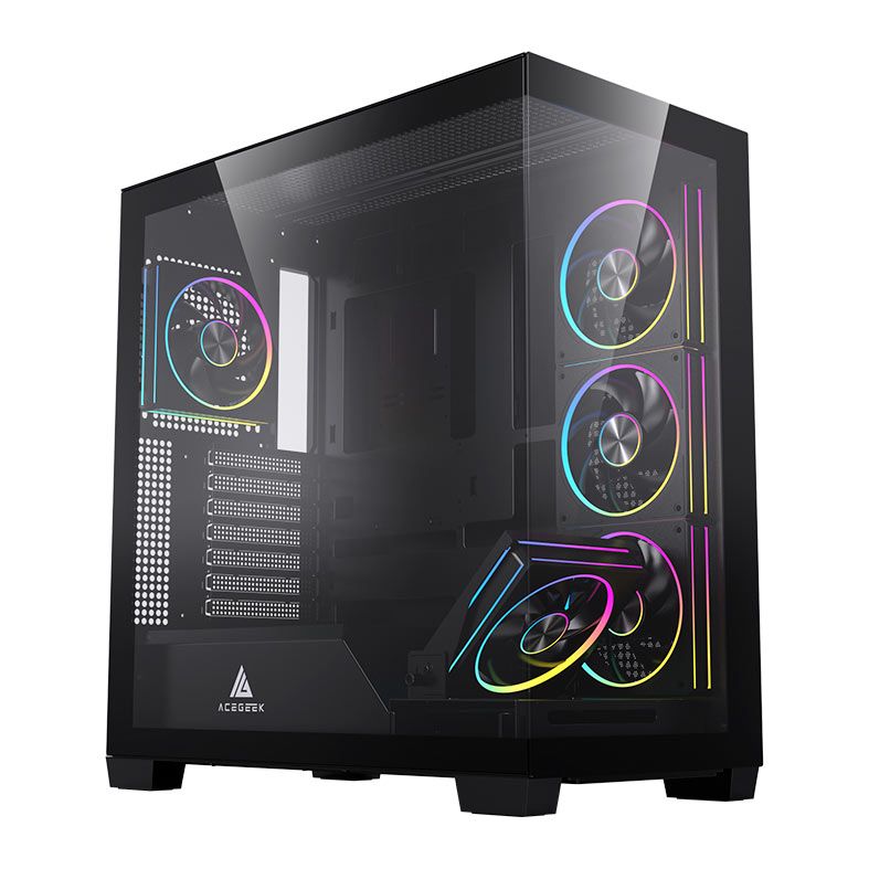 Gabinete Gamer Acegeek Nebula, Mid-Tower, Lateral de Vidro, Preto, AG-NEBULA-BK