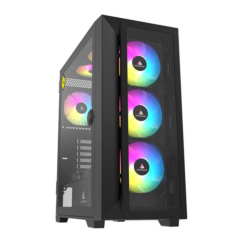 Gabinete Gamer Acegeek Neo C412 Glass, Mid-Tower, Lateral de Vidro, Preto, AG-NEO-C412-BK