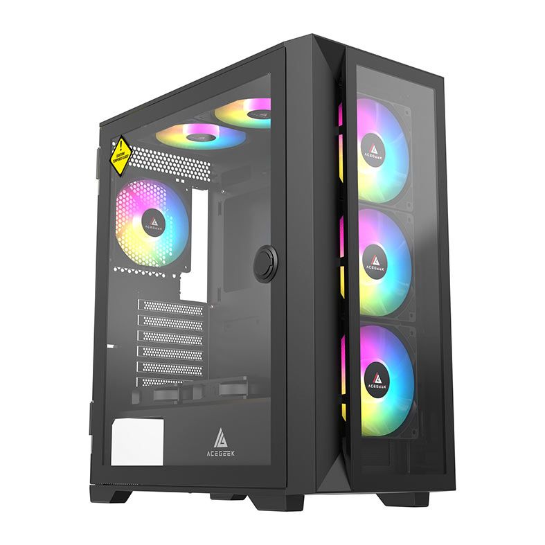 Gabinete Gamer Acegeek Neo C412 Glass, Mid-Tower, Lateral de Vidro, Preto, AG-NEO-C412-BK