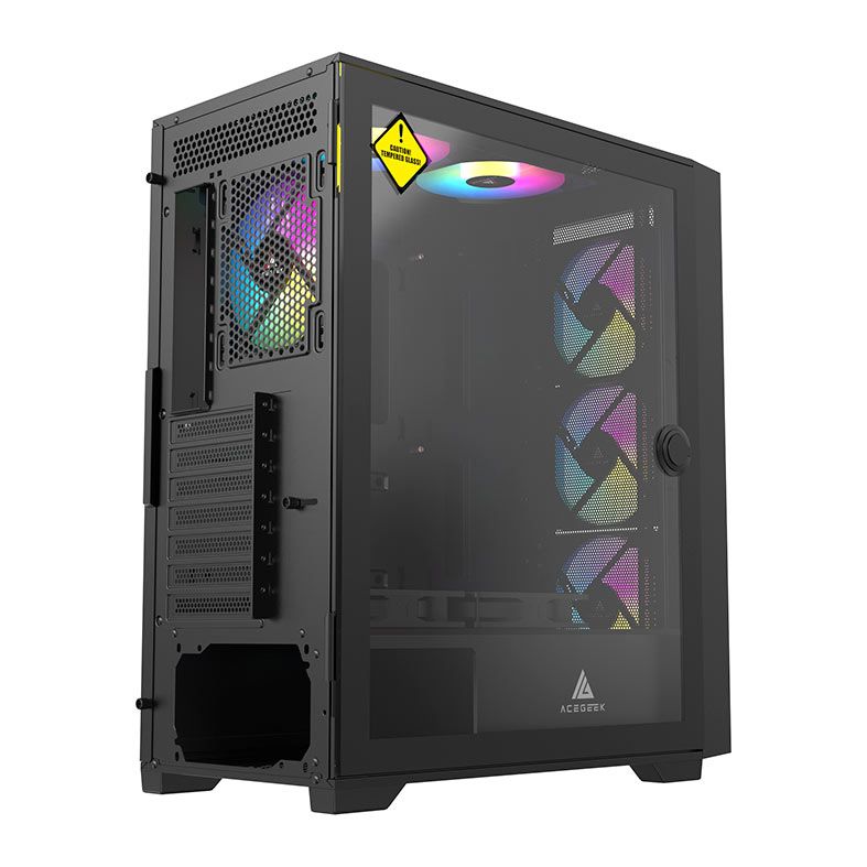 Gabinete Gamer Acegeek Neo C412 Glass, Mid-Tower, Lateral de Vidro, Preto, AG-NEO-C412-BK