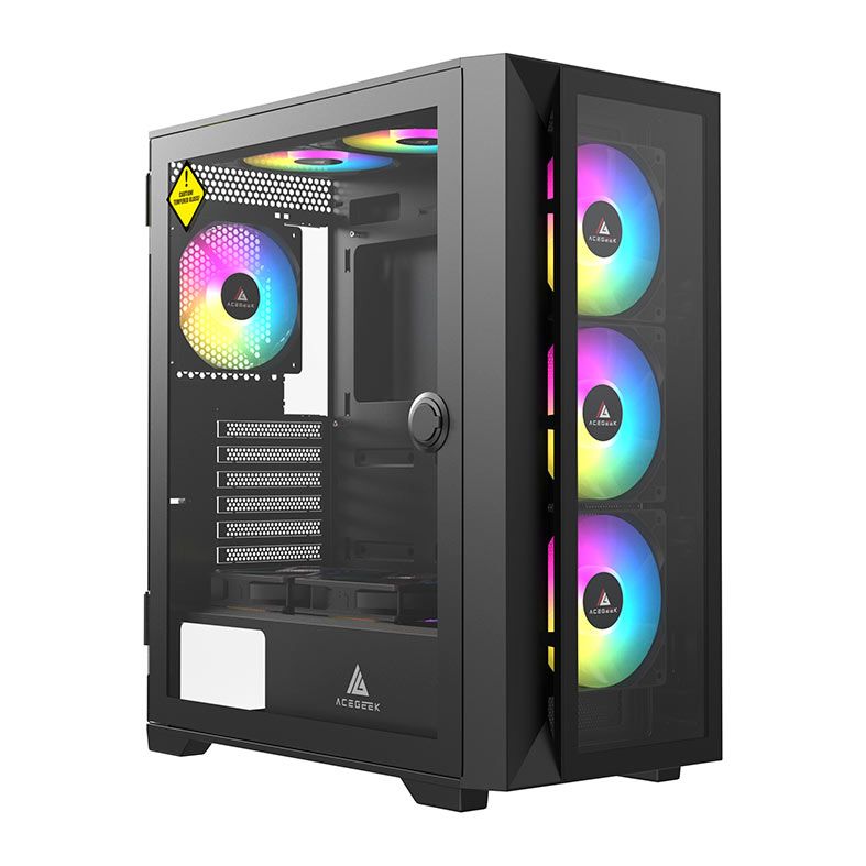 Gabinete Gamer Acegeek Neo C412 Glass, Mid-Tower, Lateral de Vidro, Preto, AG-NEO-C412-BK