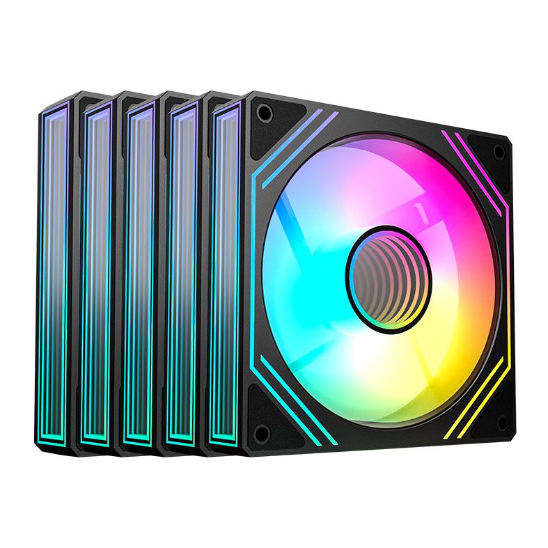 Kit Ventoinhas Acegeek Neon, ARGB, 5x120mm, Preto, AG-NEON5X1-BK