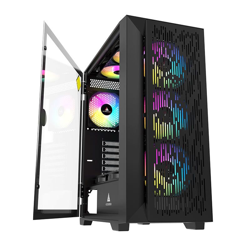 Gabinete Gamer Acegeek Nexus C411 Mesh, Mid-Tower, Lateral de Vidro, Preto, AG-NEXUS-C411-BK