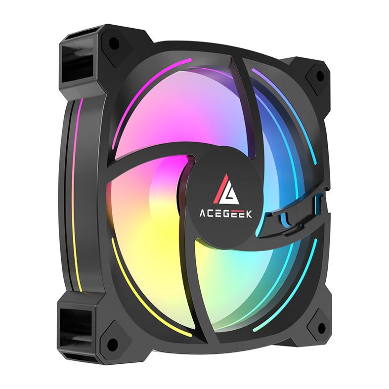 Kit Ventoinha Acegeek Prime, 3x120mm, ARGB, Preto, AG-PRIME3X1-BK