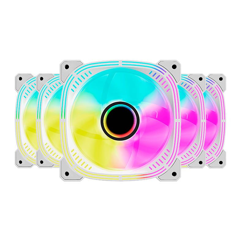 Kit Ventoinhas Acegeek Prime, ARGB, 5x120mm, Branco, AG-PRIME5X1-WH