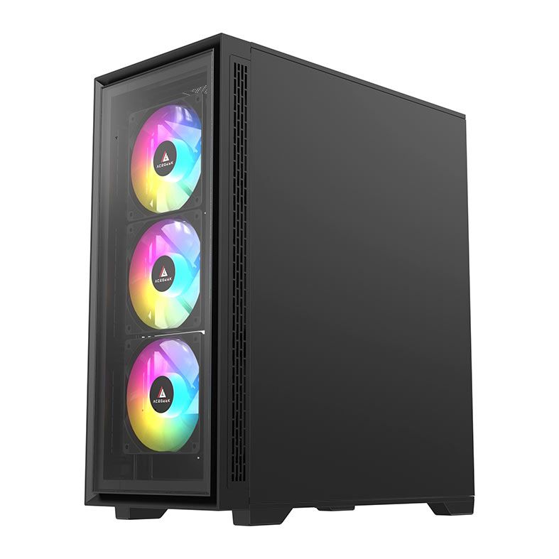 Gabinete Gamer Acegeek Raptor C414, Mid-Tower, Lateral de Vidro, Preto, AG-RAPTOR-C414-BK