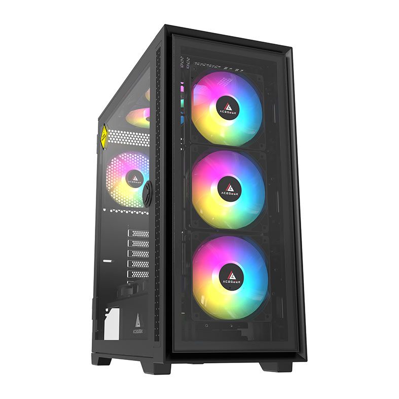 Gabinete Gamer Acegeek Raptor C414, Mid-Tower, Lateral de Vidro, Preto, AG-RAPTOR-C414-BK