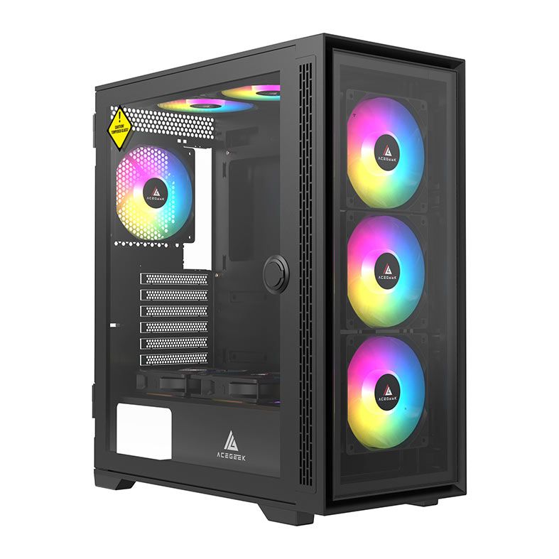 Gabinete Gamer Acegeek Raptor C414, Mid-Tower, Lateral de Vidro, Preto, AG-RAPTOR-C414-BK