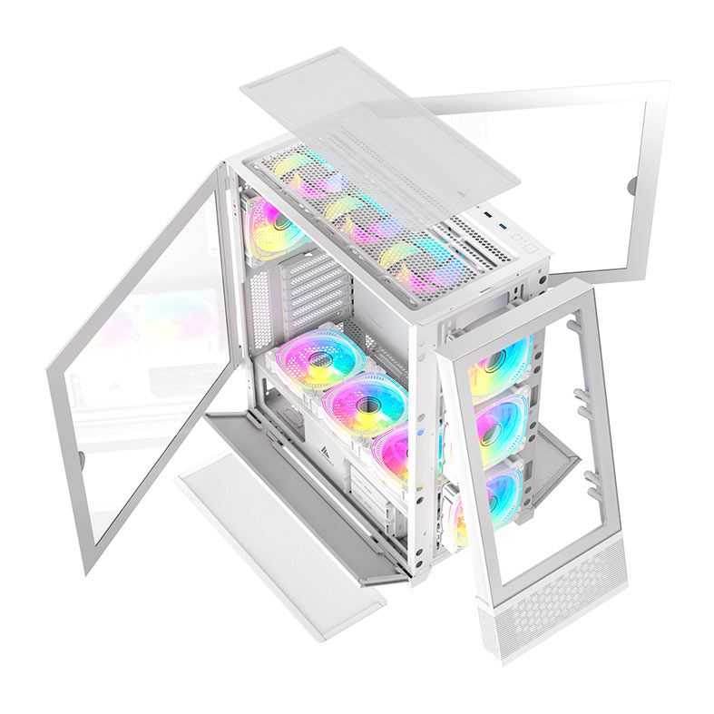 Gabinete Gamer Acegeek Redemption F491 Glass, Full-Tower, Lateral de Vidro, Branco, AG-REDEMPTION-F491-WH
