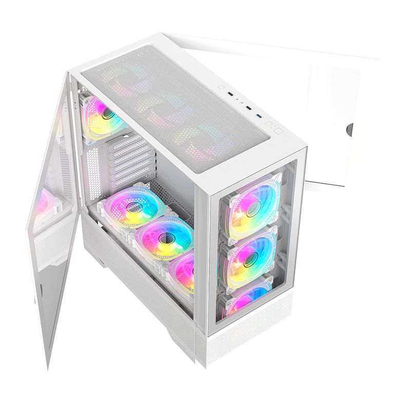 Gabinete Gamer Acegeek Redemption F491 Glass, Full-Tower, Lateral de Vidro, Branco, AG-REDEMPTION-F491-WH