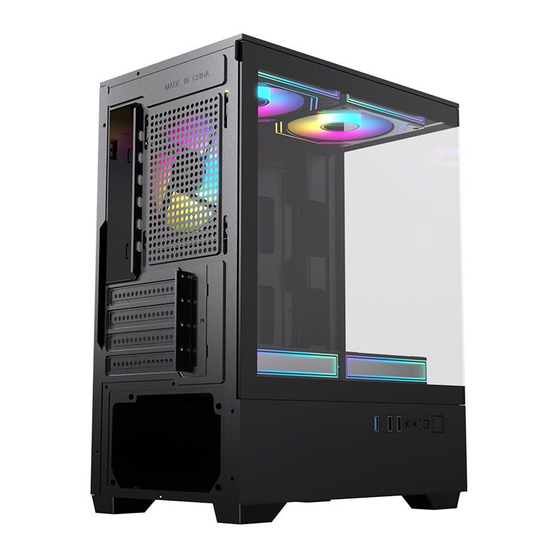 Gabinete Gamer Acegeek Shadow, Mini-Tower, Lateral de Vidro, Preto, AG-SHADOW-BK