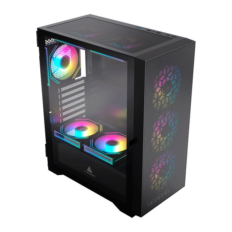 Gabinete Gamer Acegeek Shield D440, Mid-Tower, Lateral de Vidro, Preto, AG-SHIELD-D440-BK