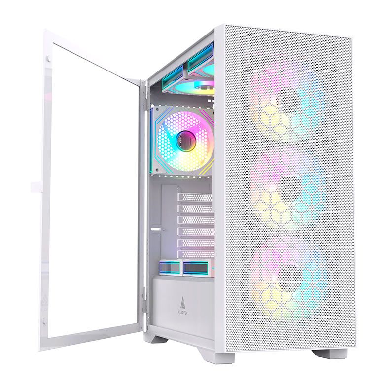 Gabinete Gamer Acegeek Shield D440, Mid-Tower, Lateral de Vidro, Branco, AG-SHIELD-D440-WH