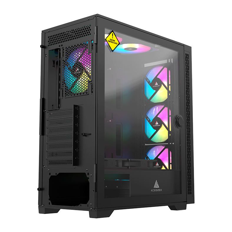 Gabinete Gamer Acegeek Storm C415, Mid-Tower, Lateral de Vidro, Preto, AG-STORM-C415-BK