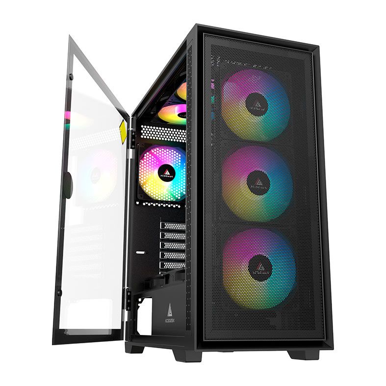 Gabinete Gamer Acegeek Storm C415, Mid-Tower, Lateral de Vidro, Preto, AG-STORM-C415-BK