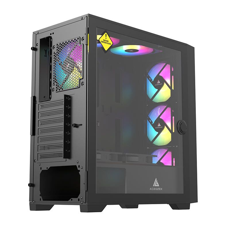 Gabinete Gamer Acegeek Striker A411 Mesh, Mid-Tower, Lateral de Vidro, Preto, AG-STRIKER-A411-BK