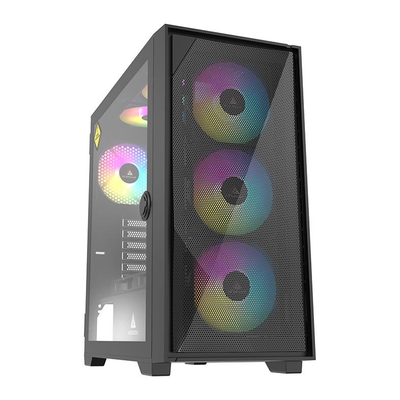 Gabinete Gamer Acegeek Striker A411 Mesh, Mid-Tower, Lateral de Vidro, Preto, AG-STRIKER-A411-BK