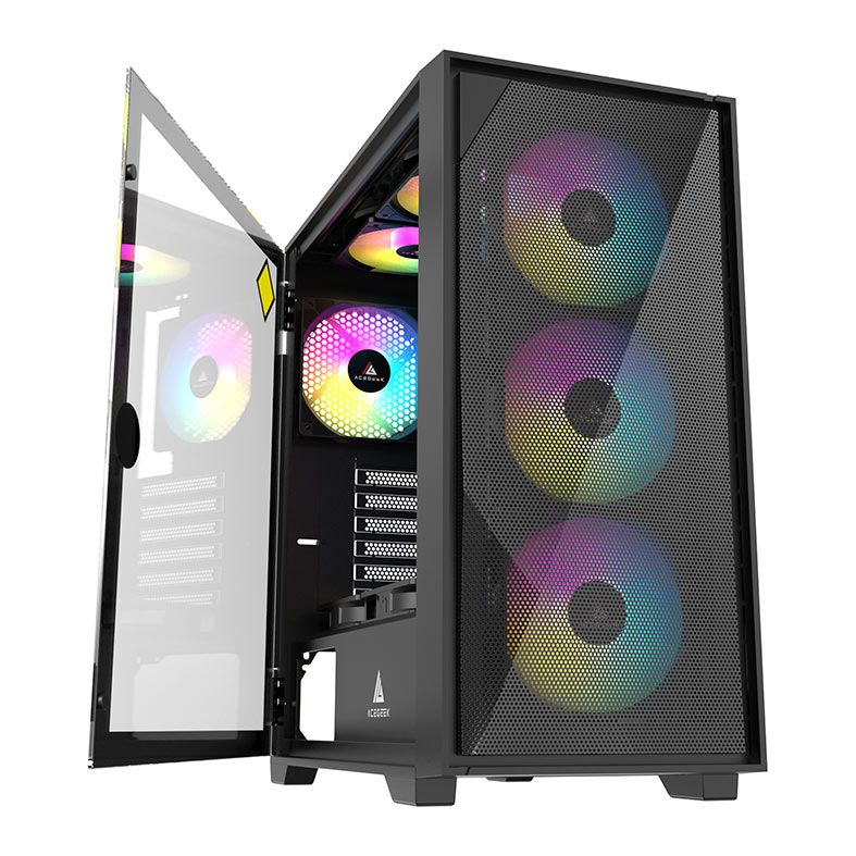 Gabinete Gamer Acegeek Striker A411 Mesh, Mid-Tower, Lateral de Vidro, Preto, AG-STRIKER-A411-BK