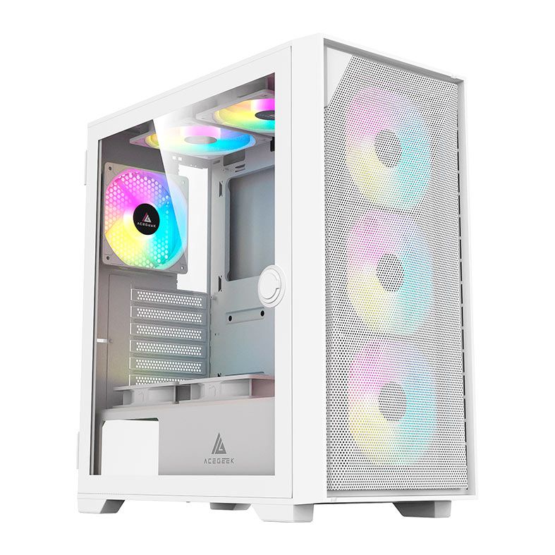 Gabinete Gamer Acegeek Striker A411, Mid-Tower, Lateral de Vidro, Branco, AG-STRIKER-A411-WH