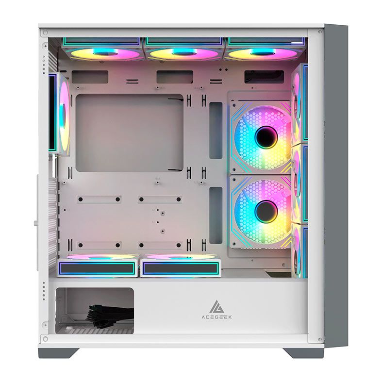 Gabinete Gamer Acegeek Surge- M, Mid-Tower, Lateral de Vidro, Branco, AG-SURGE-M-WH