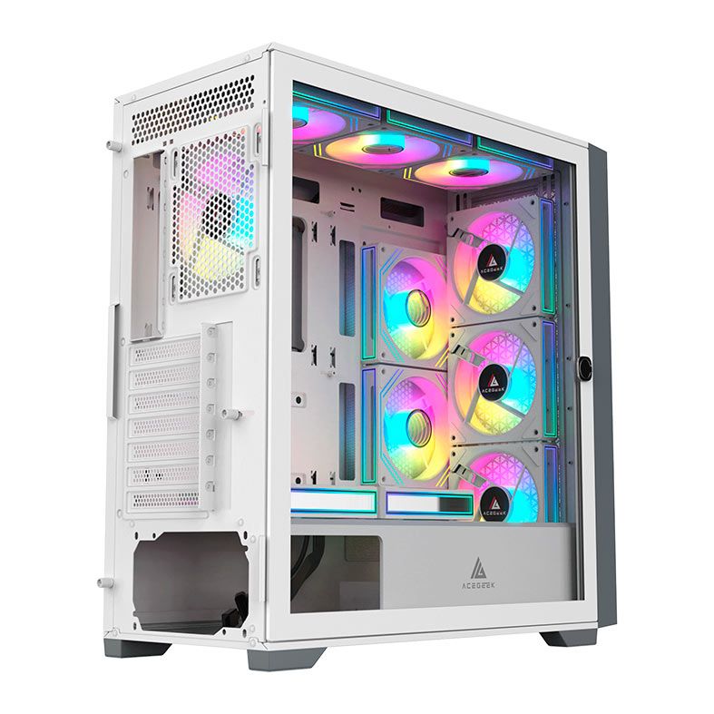 Gabinete Gamer Acegeek Surge- M, Mid-Tower, Lateral de Vidro, Branco, AG-SURGE-M-WH
