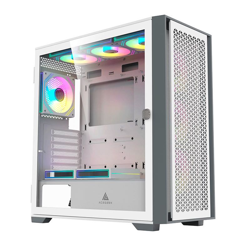 Gabinete Gamer Acegeek Surge- M, Mid-Tower, Lateral de Vidro, Branco, AG-SURGE-M-WH