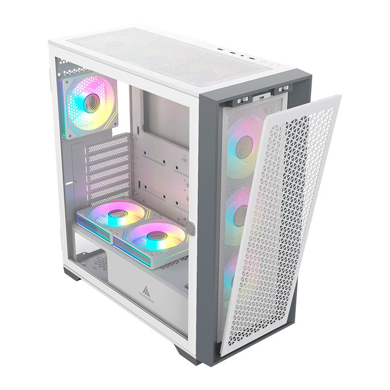 Gabinete Gamer Acegeek Surge- M, Mid-Tower, Lateral de Vidro, Branco, AG-SURGE-M-WH