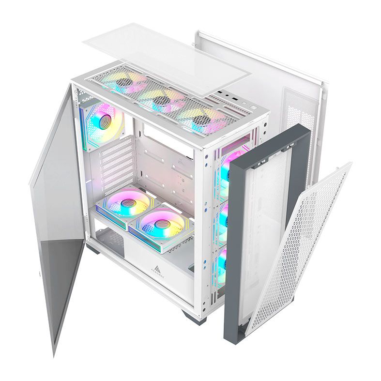 Gabinete Gamer Acegeek Surge- M, Mid-Tower, Lateral de Vidro, Branco, AG-SURGE-M-WH
