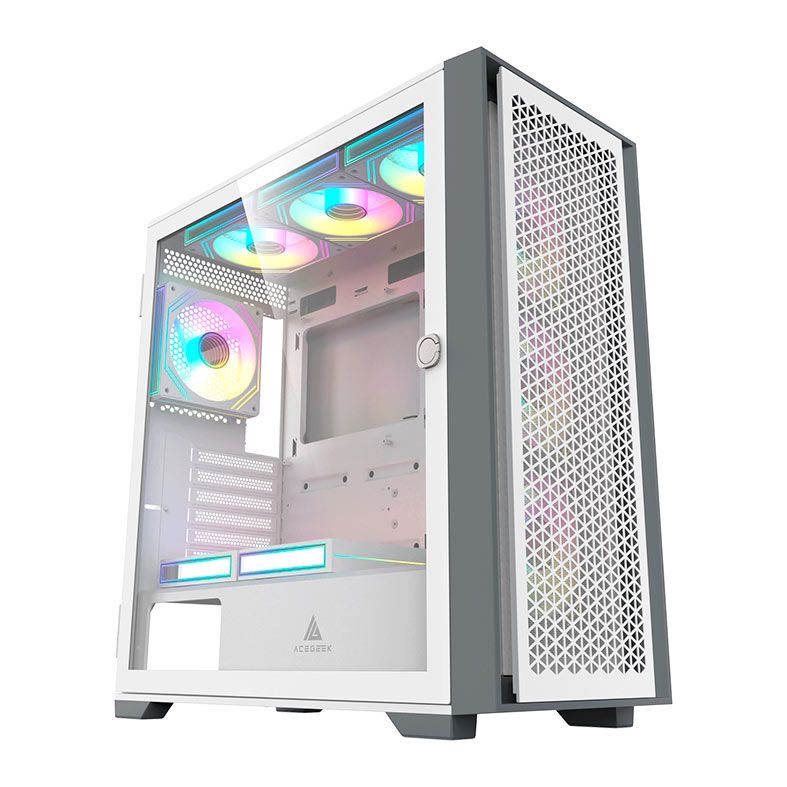 Gabinete Gamer Acegeek Surge- M, Mid-Tower, Lateral de Vidro, Branco, AG-SURGE-M-WH