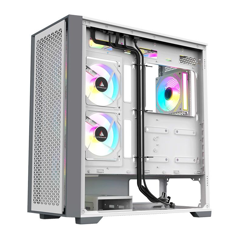Gabinete Gamer Acegeek Surge- M, Mid-Tower, Lateral de Vidro, Branco, AG-SURGE-M-WH