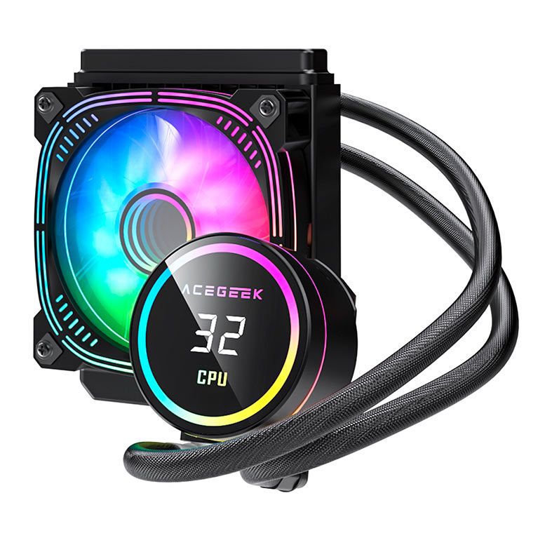 Water Cooler Acegeek Temp C120, ARGB, 120mm, Preto, AG-TEMPC120-BK