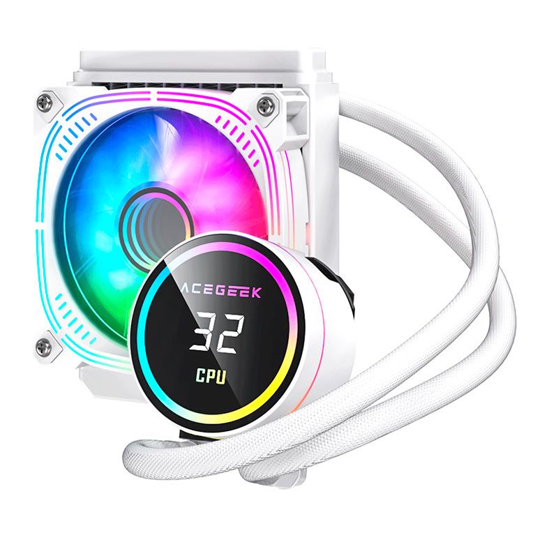 Water Cooler Acegeek Temp C120, ARGB, 120mm, Branco, AG-TEMPC120-WH