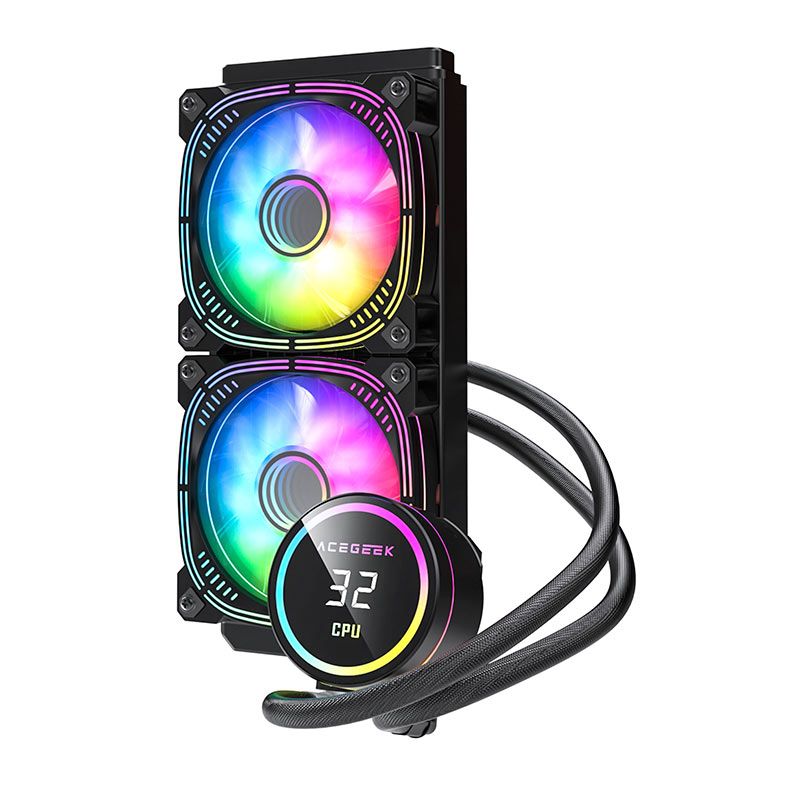 Water Cooler Acegeek Temp C240, ARGB, 240mm, Preto, AG-TEMPC240-BK