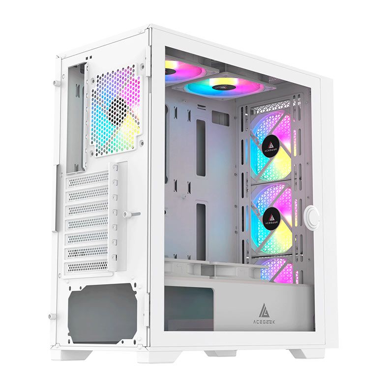 Gabinete Gamer Acegeek Tempest A370, Mid-Tower, Lateral de Vidro, Branco, AG-TEMPEST-A370-WH
