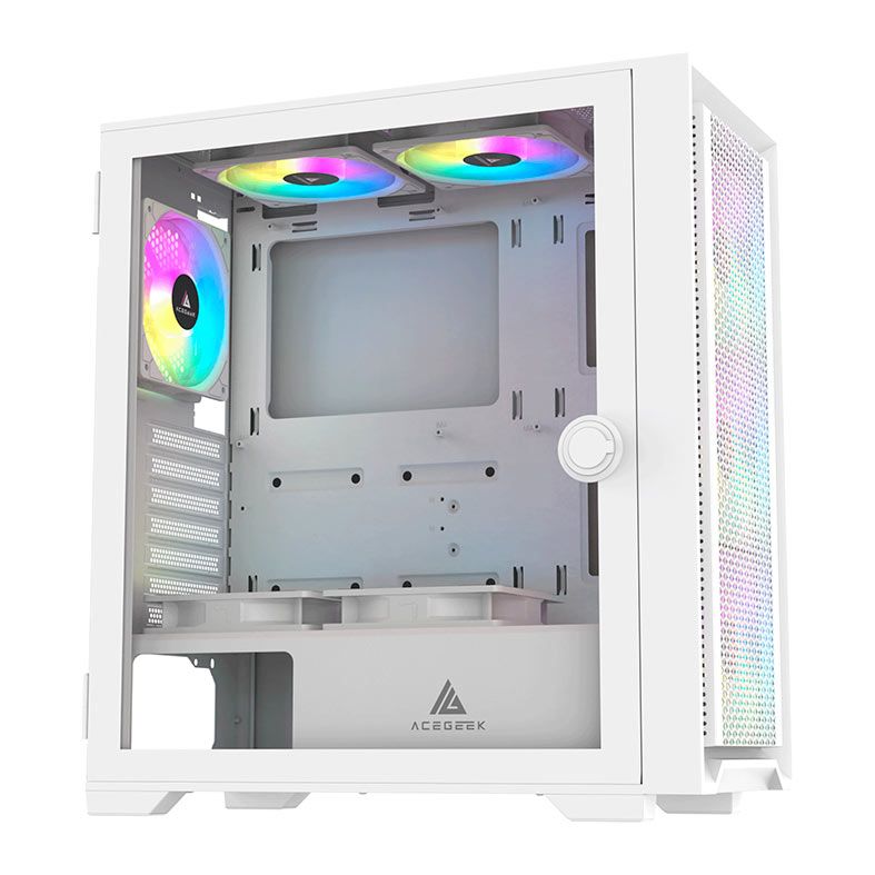 Gabinete Gamer Acegeek Tempest A370, Mid-Tower, Lateral de Vidro, Branco, AG-TEMPEST-A370-WH