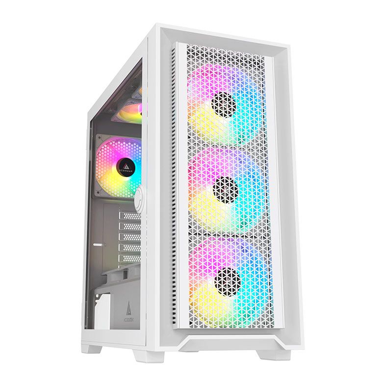 Gabinete Gamer Acegeek Tempest A370, Mid-Tower, Lateral de Vidro, Branco, AG-TEMPEST-A370-WH