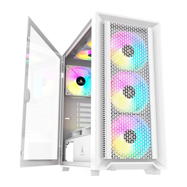 Gabinete Gamer Acegeek Tempest A370, Mid-Tower, Lateral de Vidro, Branco, AG-TEMPEST-A370-WH